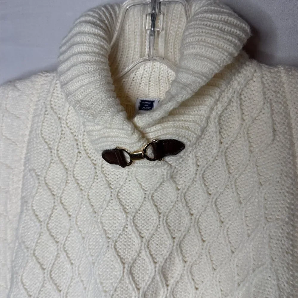 Janie And Jack Ivory Cable Knit Cape Sweater With Toggle‎ Closure. 3-6 Months.